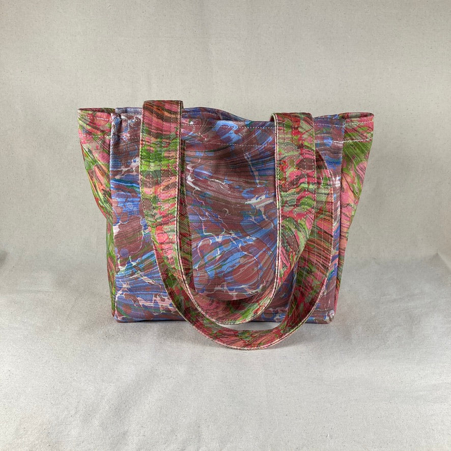 Water Marbled / Painted Fabric Tote Bag