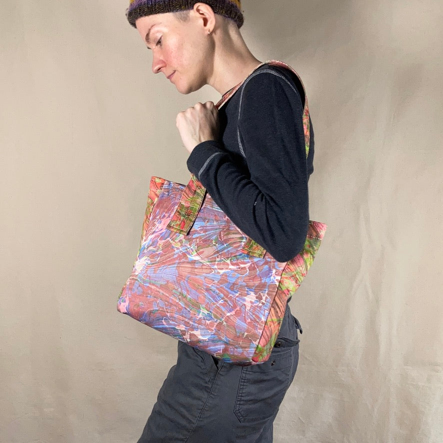 Water Marbled / Painted Fabric Tote Bag