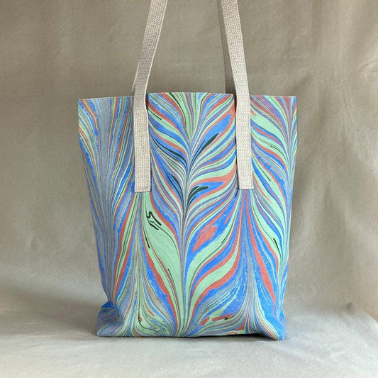 Water Marbled / Painted Fabric Tote Bag