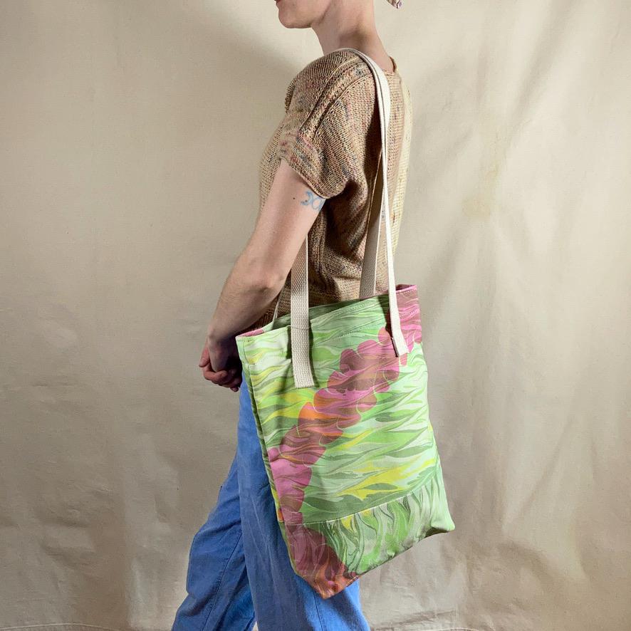 Water Marbled / Painted Fabric Tote Bag