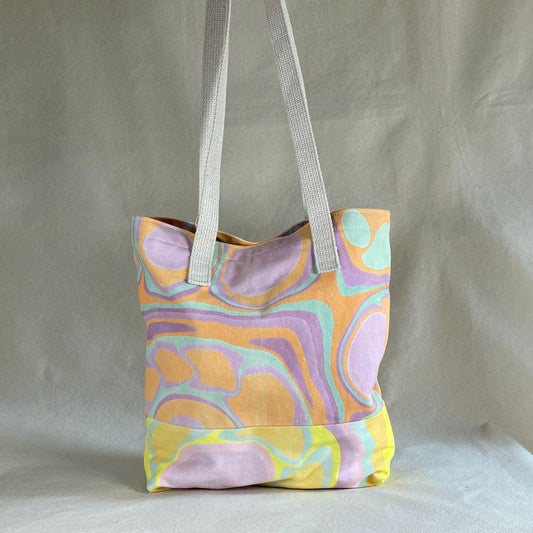 Water Marbled / Painted Fabric Tote Bag