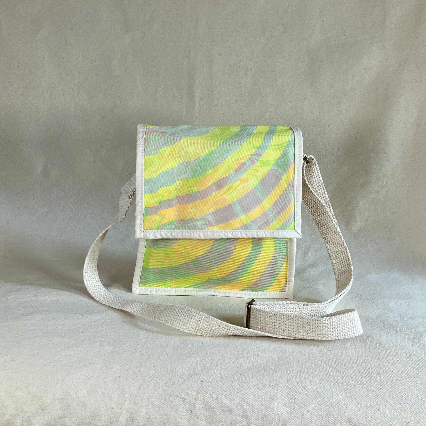 Water marbled miniature messenger bag with flap