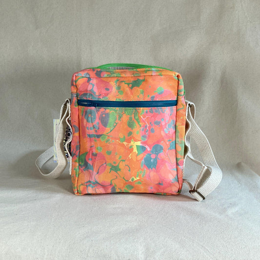 Water marbled zippered crossbody bag