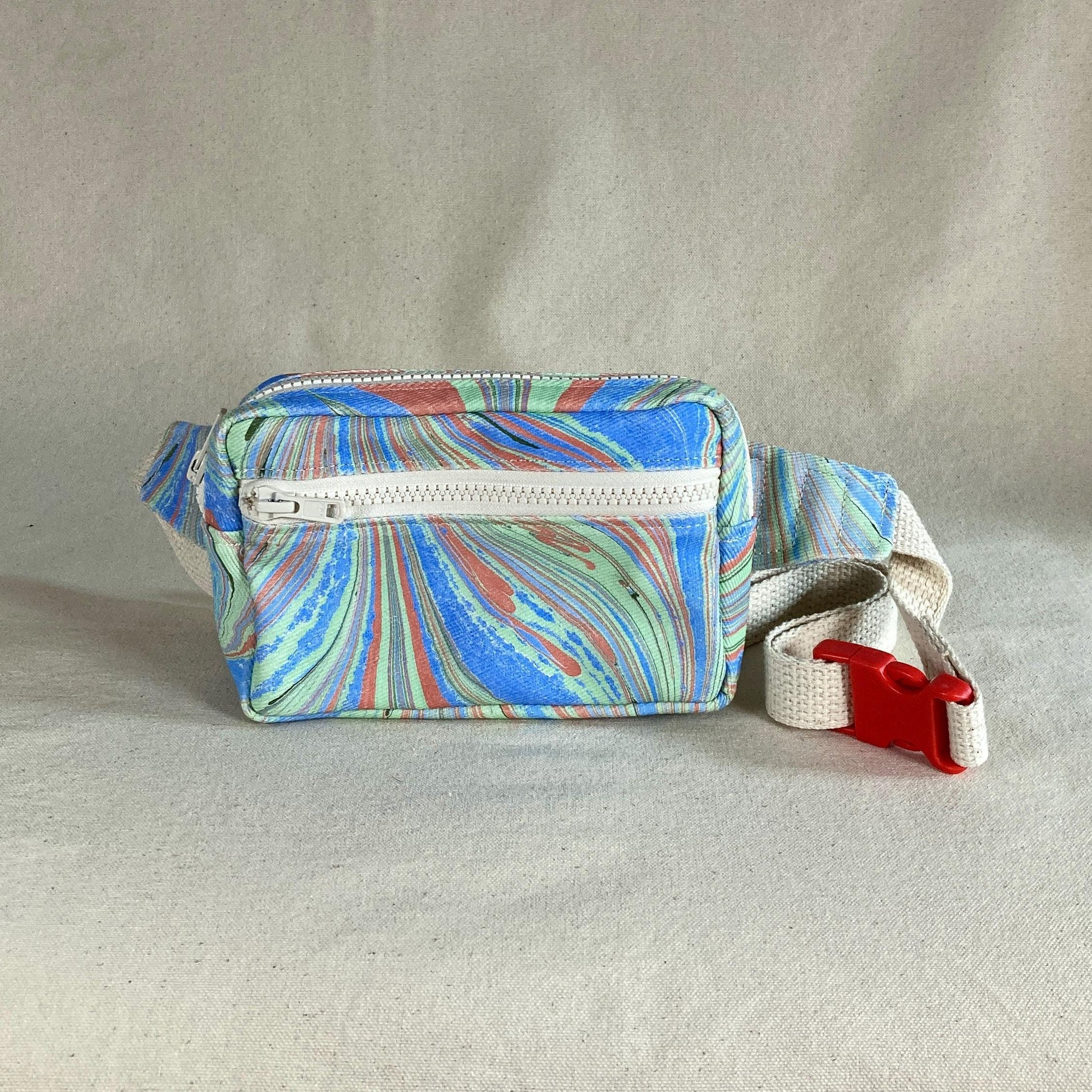 A water marbled fanny pack