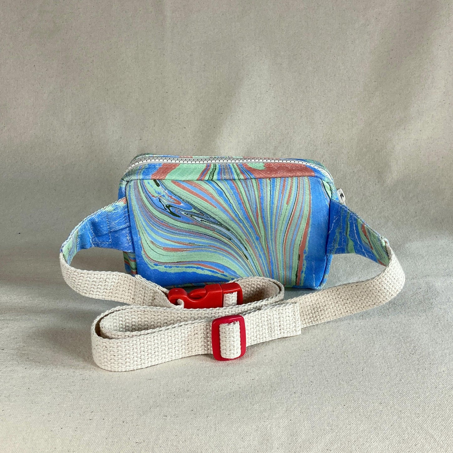 A water marbled fanny pack