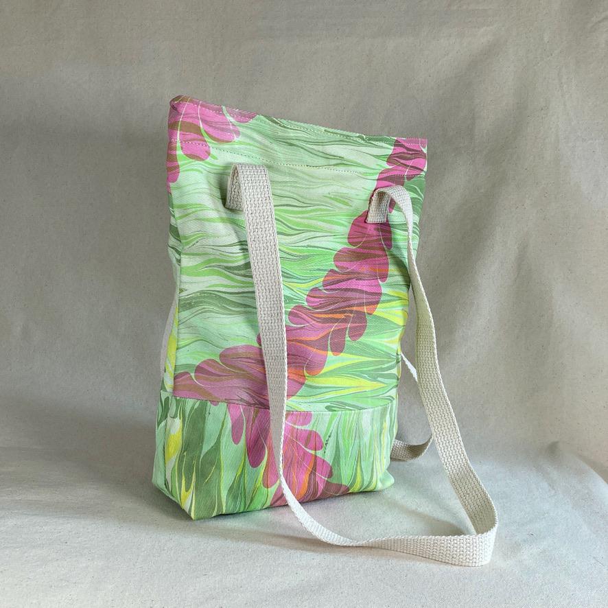 Water Marbled / Painted Fabric Tote Bag