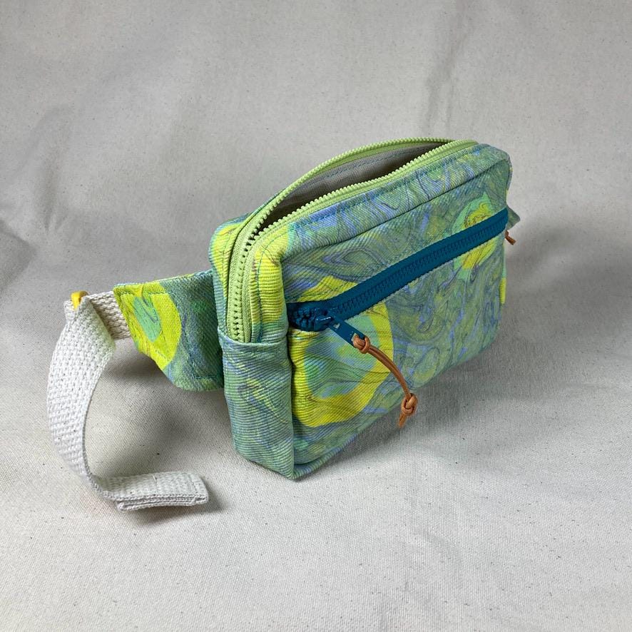 Water Marbled Fanny Pack or Shoulder Sling Bag | Made with unique colorful painted fabric