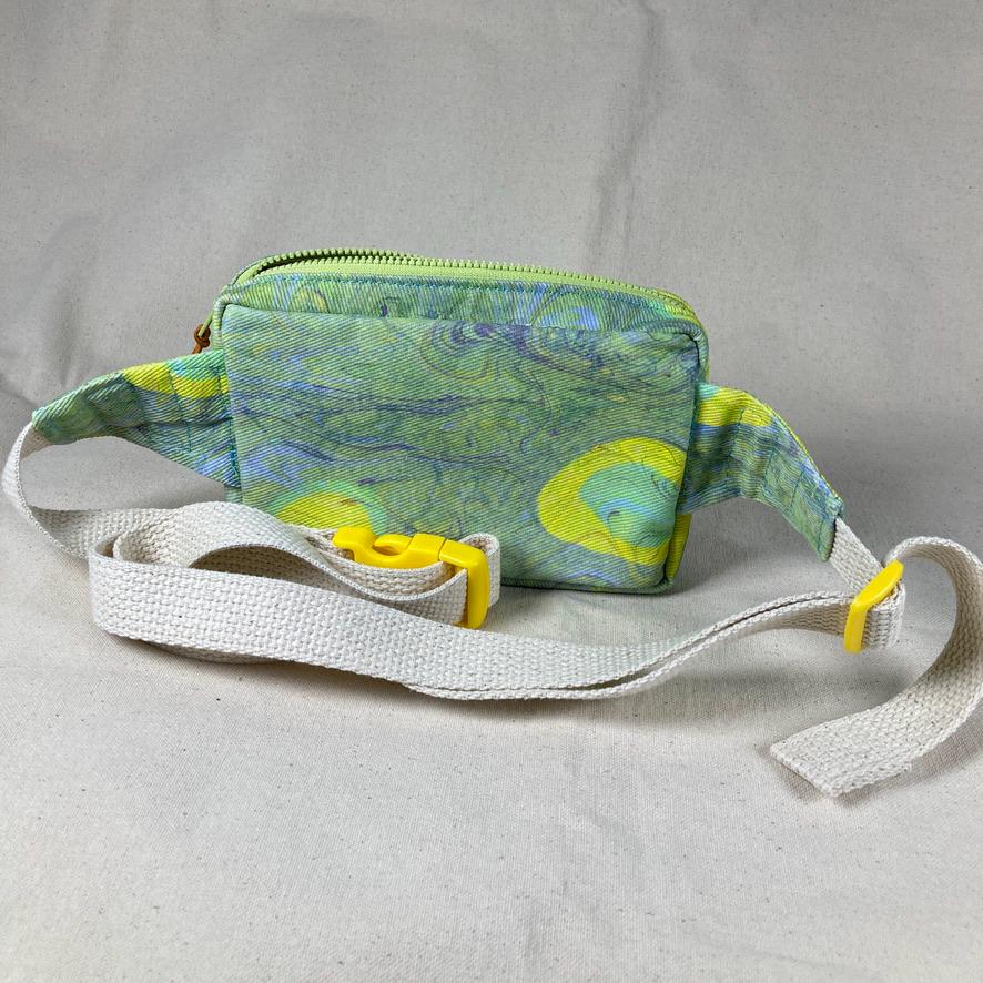 Water Marbled Fanny Pack or Shoulder Sling Bag | Made with unique colorful painted fabric